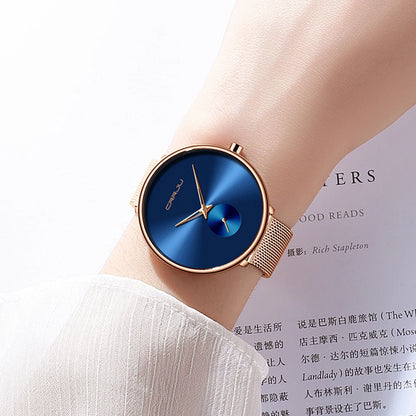 CRRJU 2165 Beautiful Design Watches Women Fashion Casual Steel Mesh Wristwatch Ladies Watch Female Clock Women's Quartz Watch