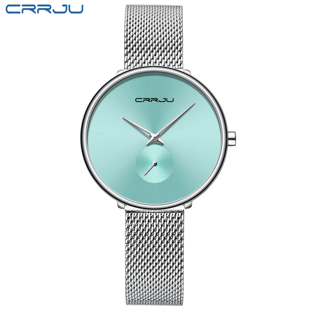 CRRJU 2165 Beautiful Design Watches Women Fashion Casual Steel Mesh Wristwatch Ladies Watch Female Clock Women's Quartz Watch