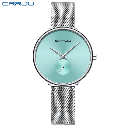 CRRJU 2165 Beautiful Design Watches Women Fashion Casual Steel Mesh Wristwatch Ladies Watch Female Clock Women's Quartz Watch