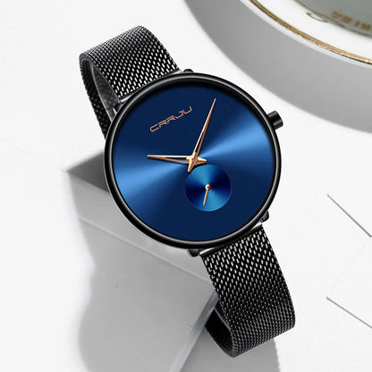 CRRJU 2165 Beautiful Design Watches Women Fashion Casual Steel Mesh Wristwatch Ladies Watch Female Clock Women's Quartz Watch