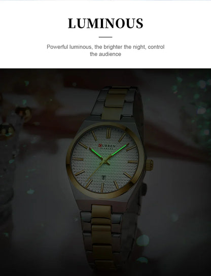 CURREN Japan Quartz Women Watch Stainless steel Bracelet "Love" Dial Fashion Elegant Waterproof Luminous Quartz Watch for Ladies