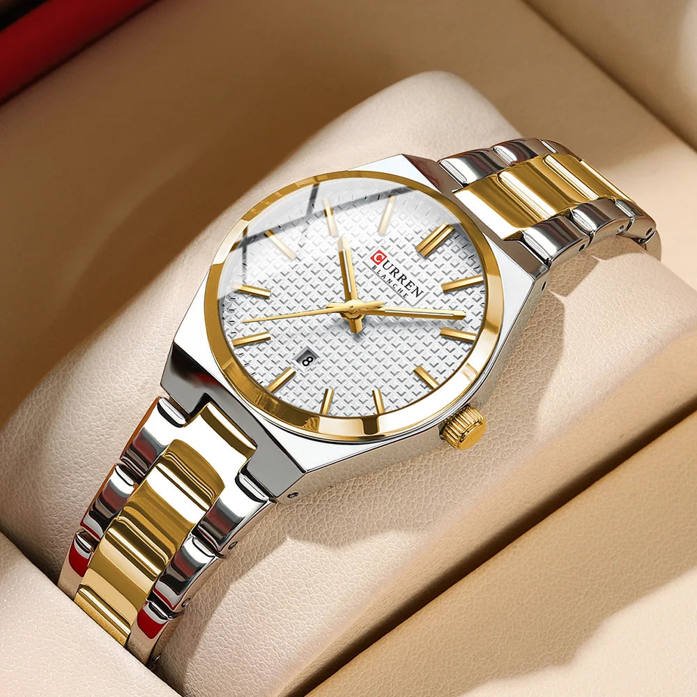 CURREN Japan Quartz Women Watch Stainless steel Bracelet "Love" Dial Fashion Elegant Waterproof Luminous Quartz Watch for Ladies