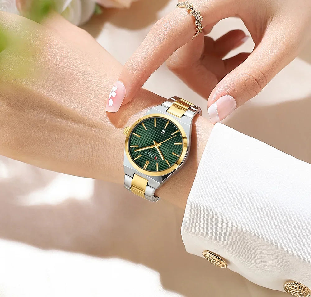 CURREN Japan Quartz Women Watch Stainless steel Bracelet "Love" Dial Fashion Elegant Waterproof Luminous Quartz Watch for Ladies