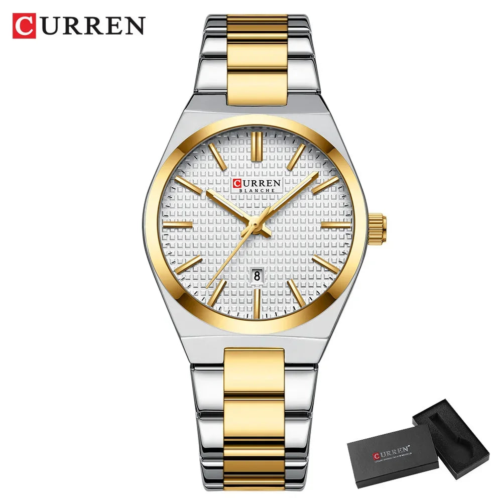 CURREN Japan Quartz Women Watch Stainless steel Bracelet "Love" Dial Fashion Elegant Waterproof Luminous Quartz Watch for Ladies