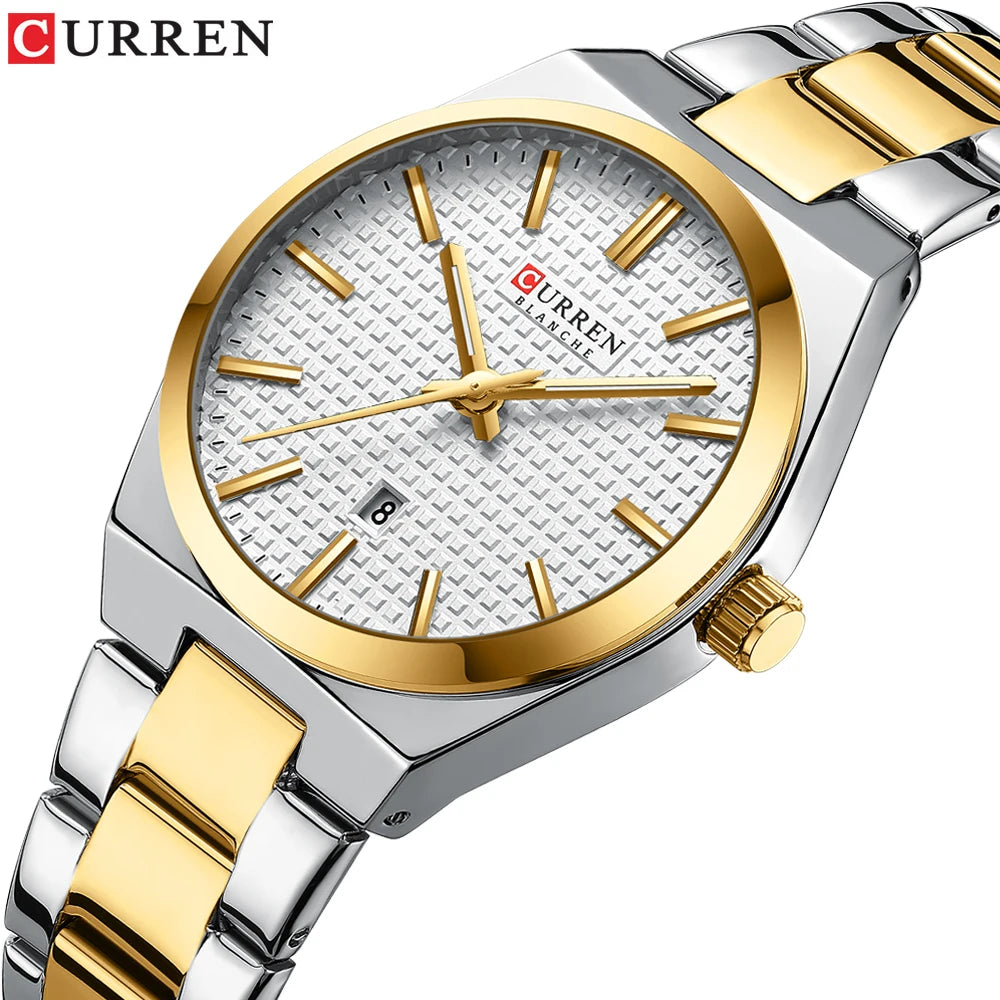 CURREN Japan Quartz Women Watch Stainless steel Bracelet "Love" Dial Fashion Elegant Waterproof Luminous Quartz Watch for Ladies