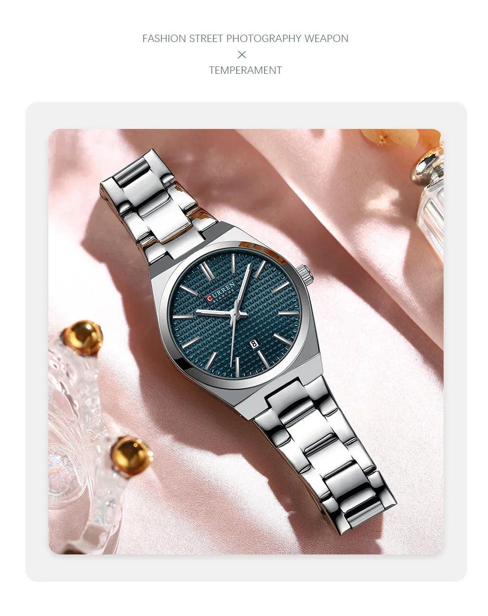 CURREN Japan Quartz Women Watch Stainless steel Bracelet "Love" Dial Fashion Elegant Waterproof Luminous Quartz Watch for Ladies